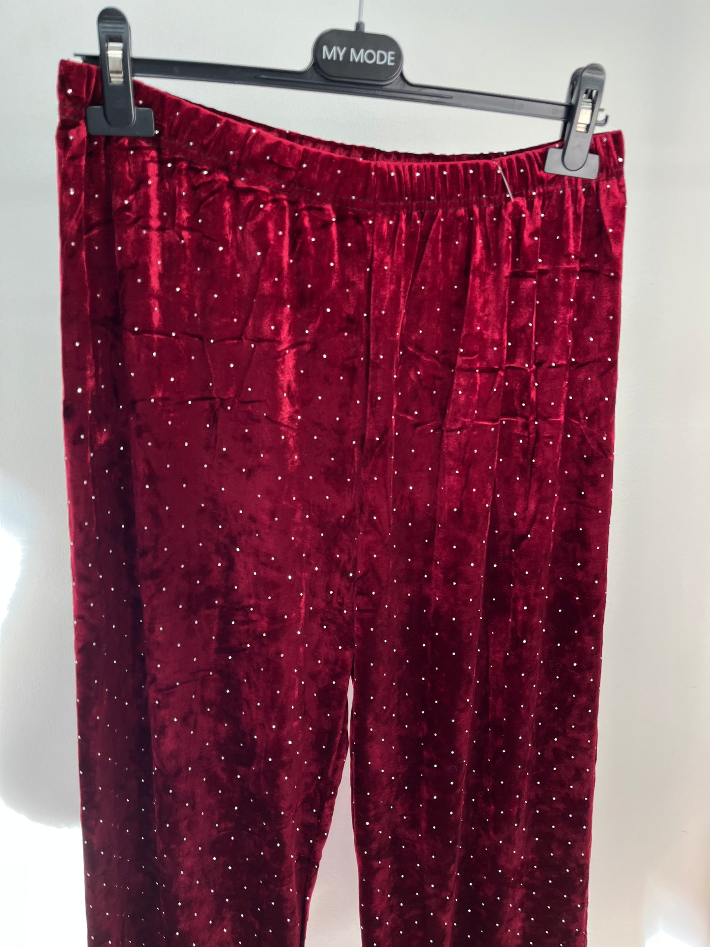 Pantalone Ciniglia Strass Bordeaux