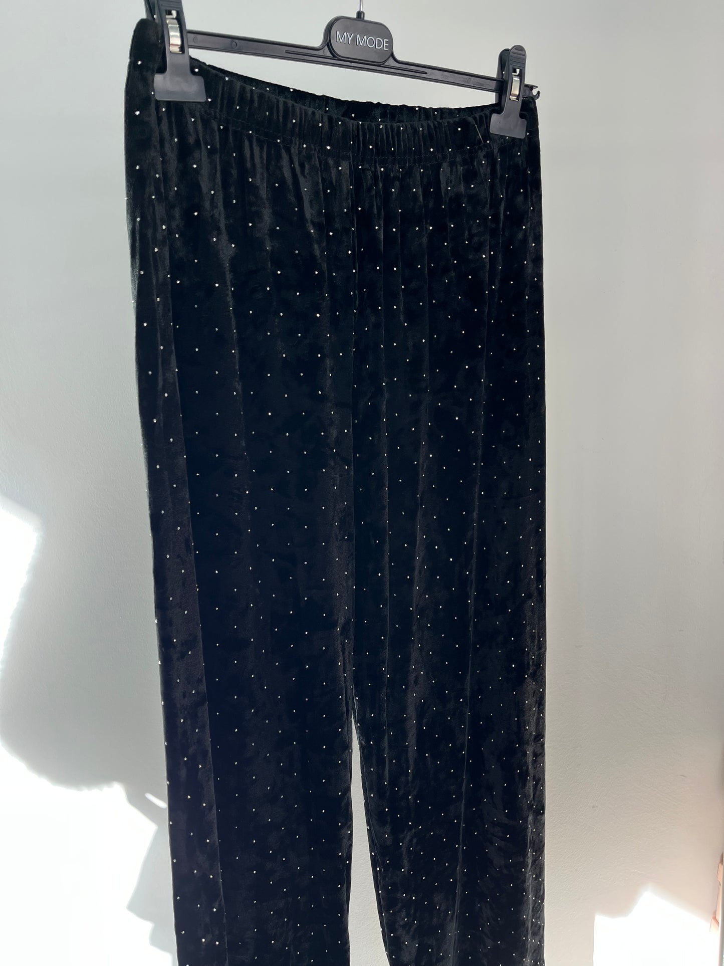 Pantalone Ciniglia Strass Nero