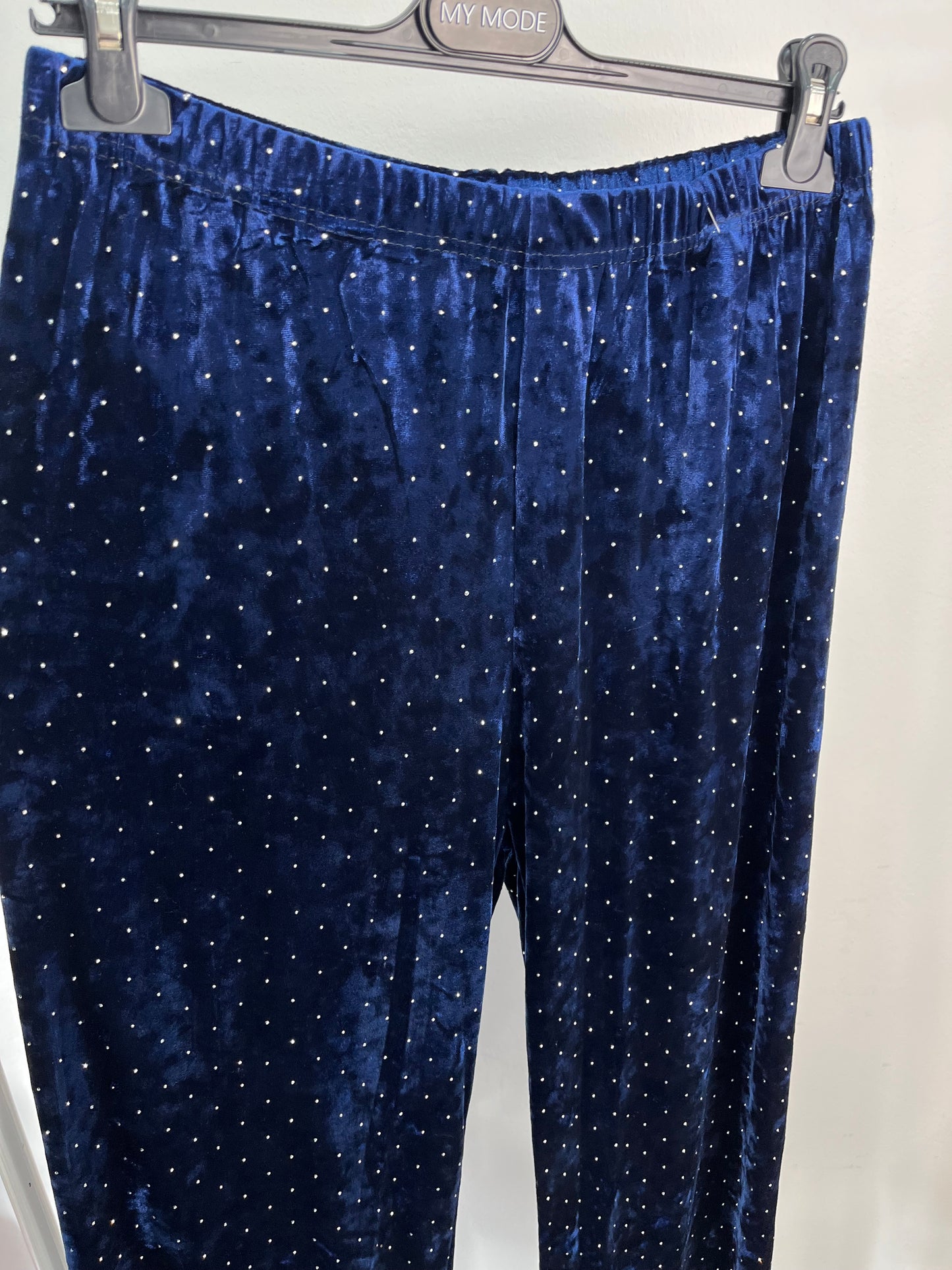 Pantalone Ciniglia Strass Blu