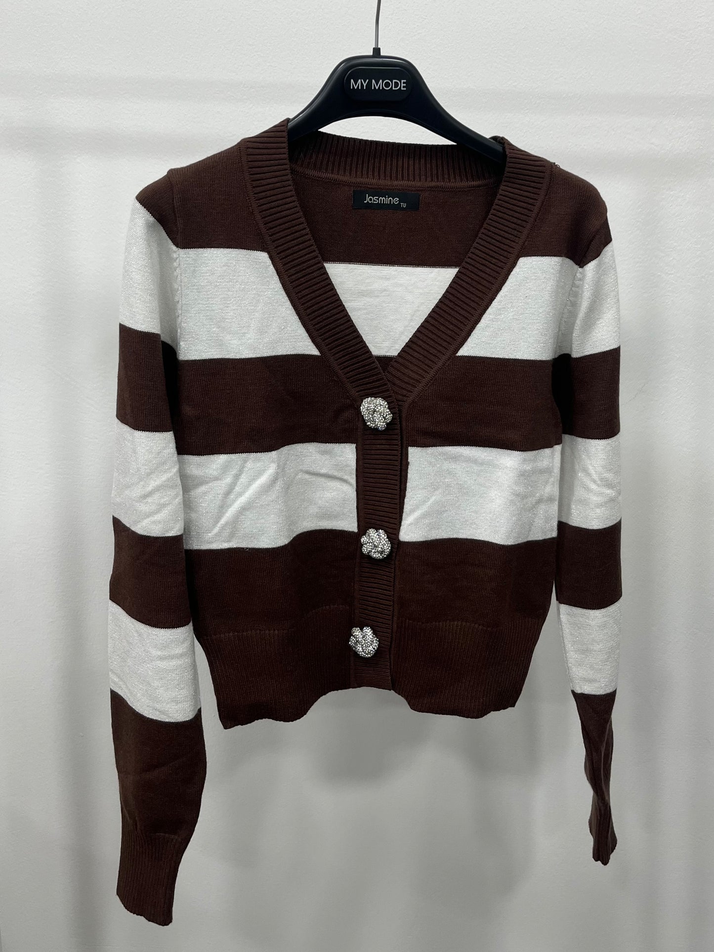 Cardigan Crop Righe Gioiello