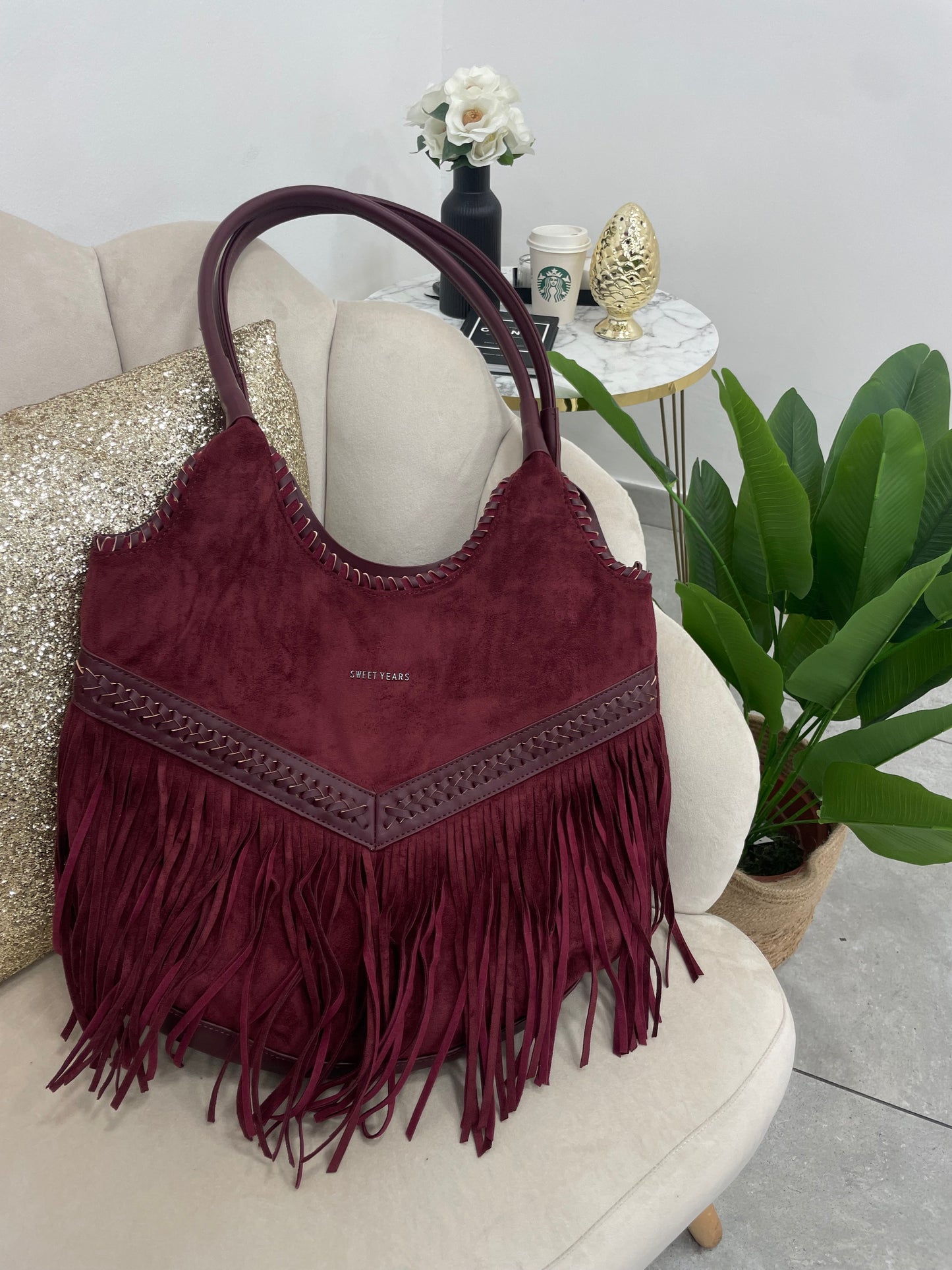 Borsa Frange Bordeaux