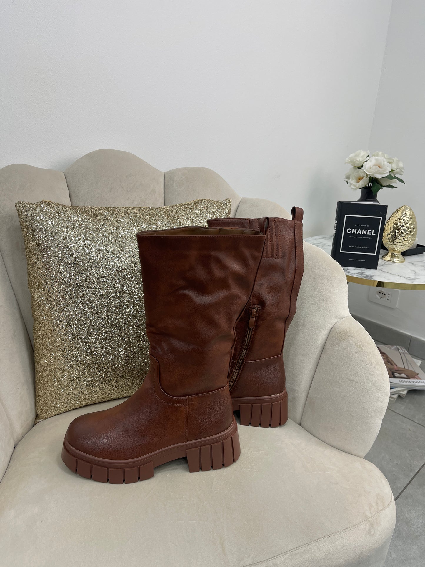 Stivaletto Plateau Marrone