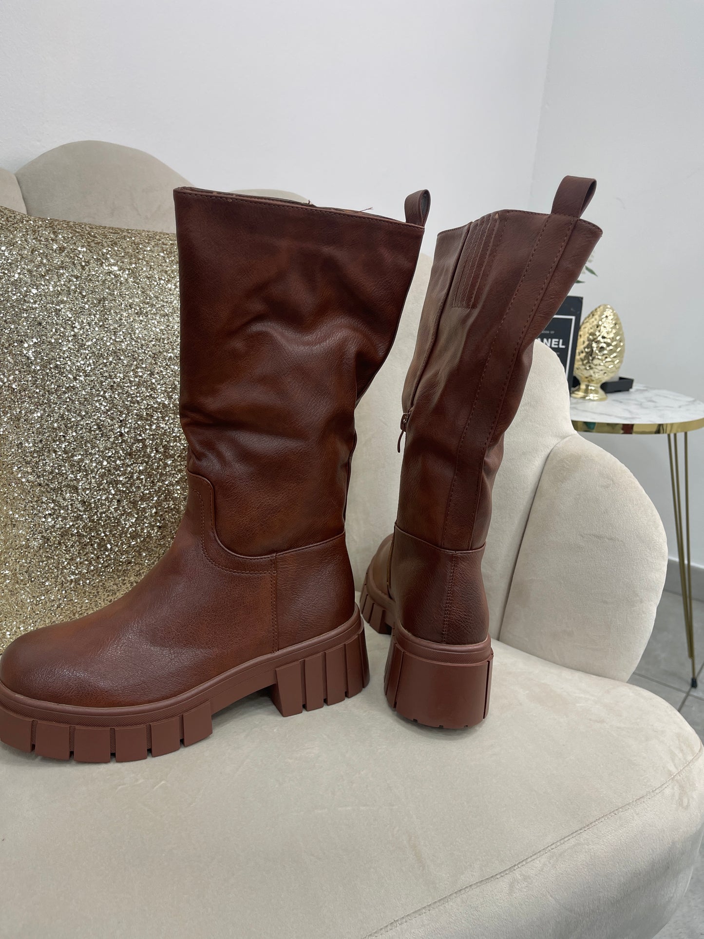 Stivaletto Plateau Marrone