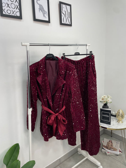 Pantalone Paillettes Bordeaux