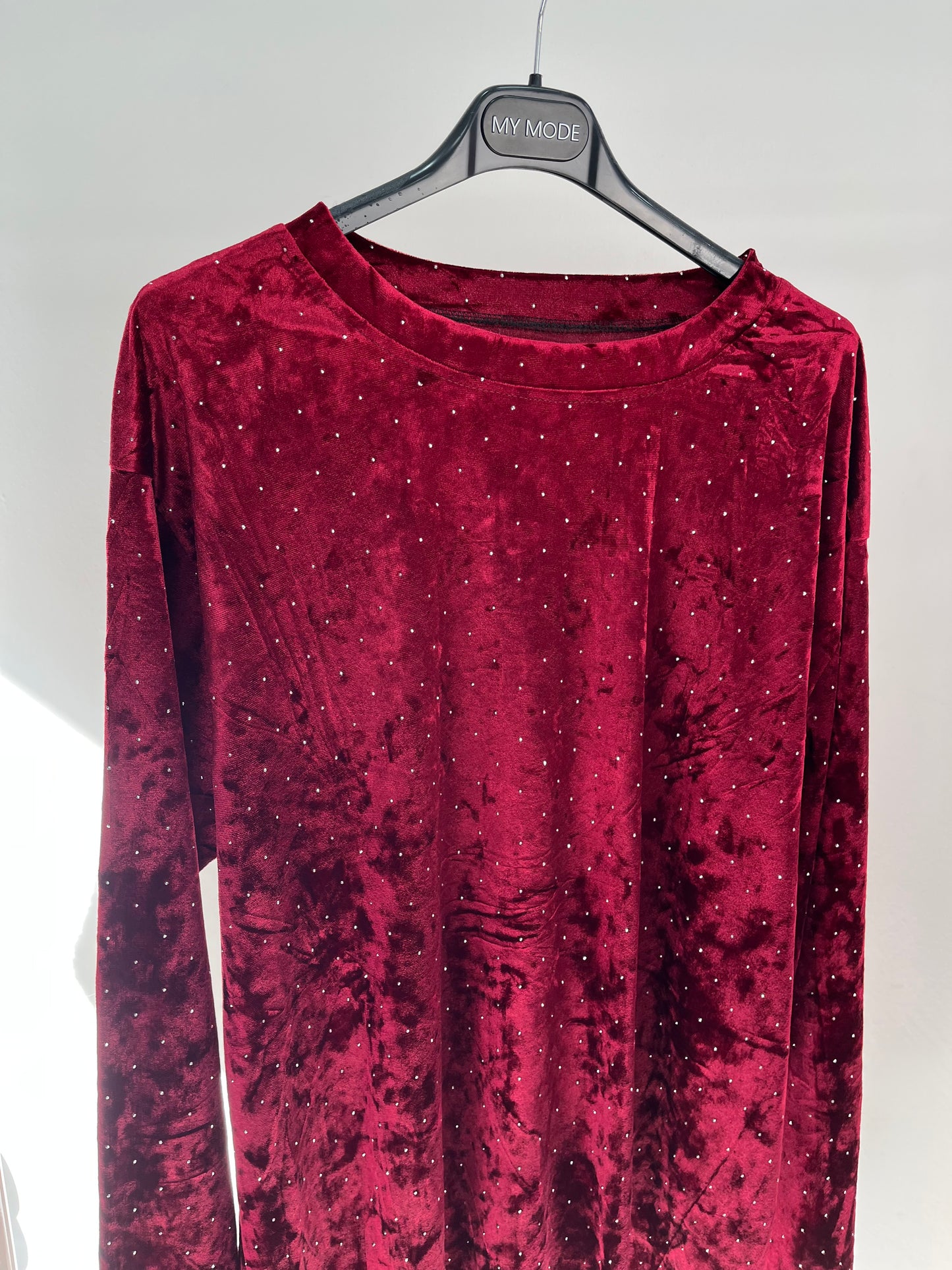 Maglia Ciniglia Strass Bordeaux