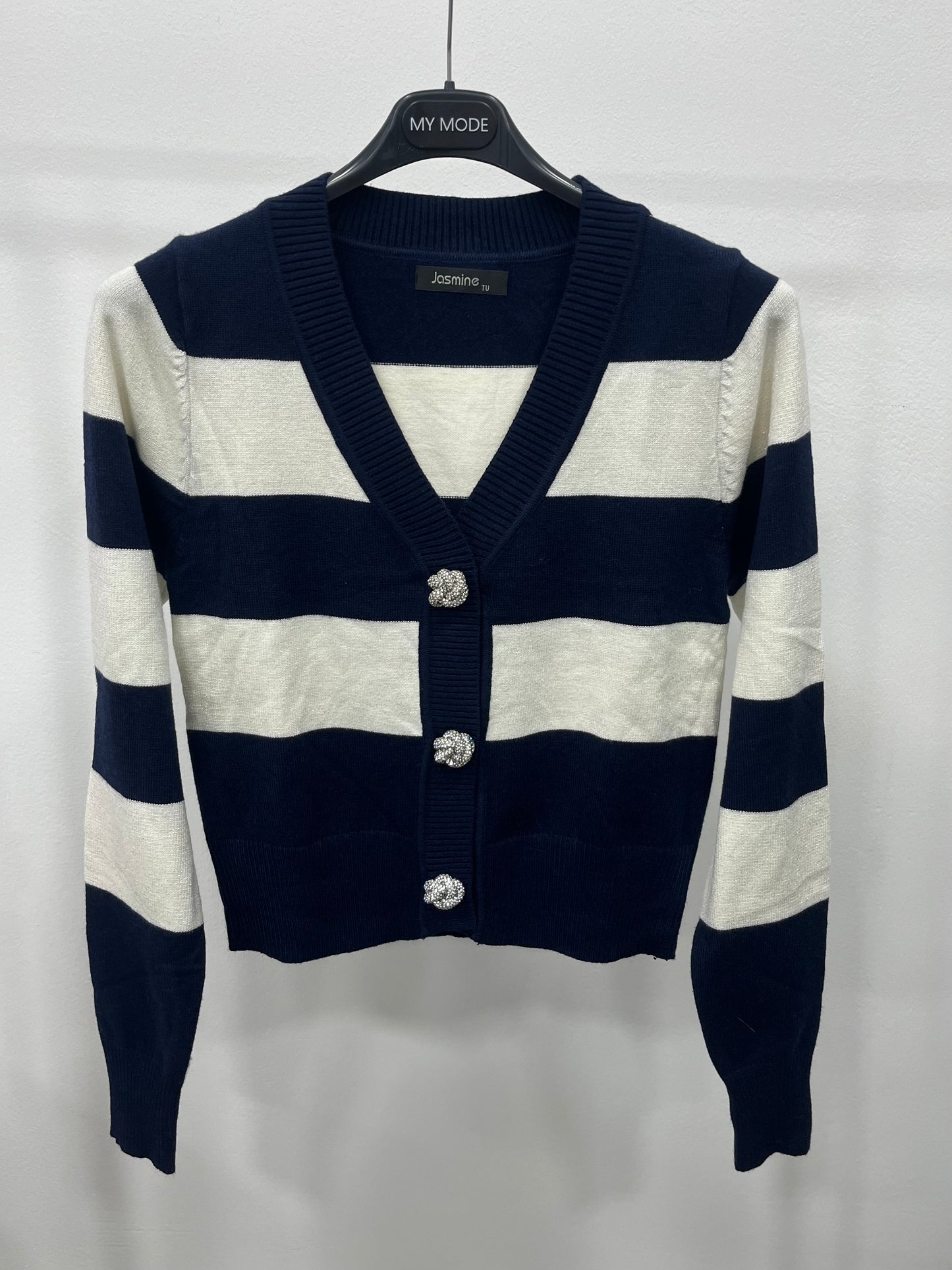 Cardigan Crop Righe Gioiello