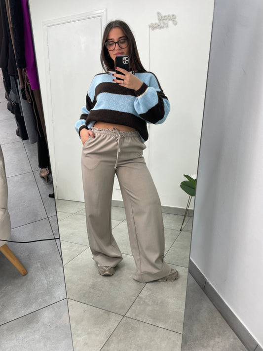 Pantalone Risvolto Beige