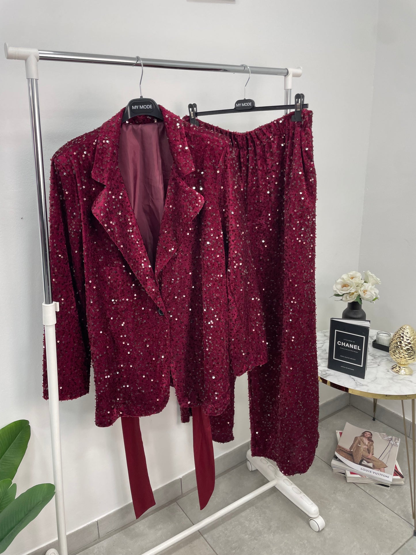 Giacca Paillettes Bordeaux