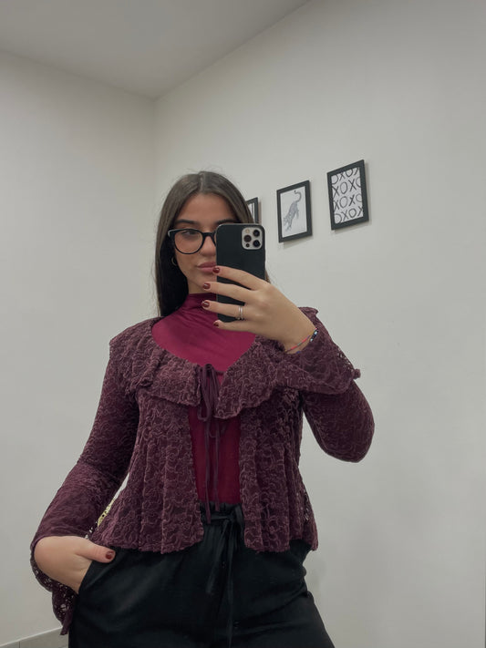 Cardigan Pizzo Vino