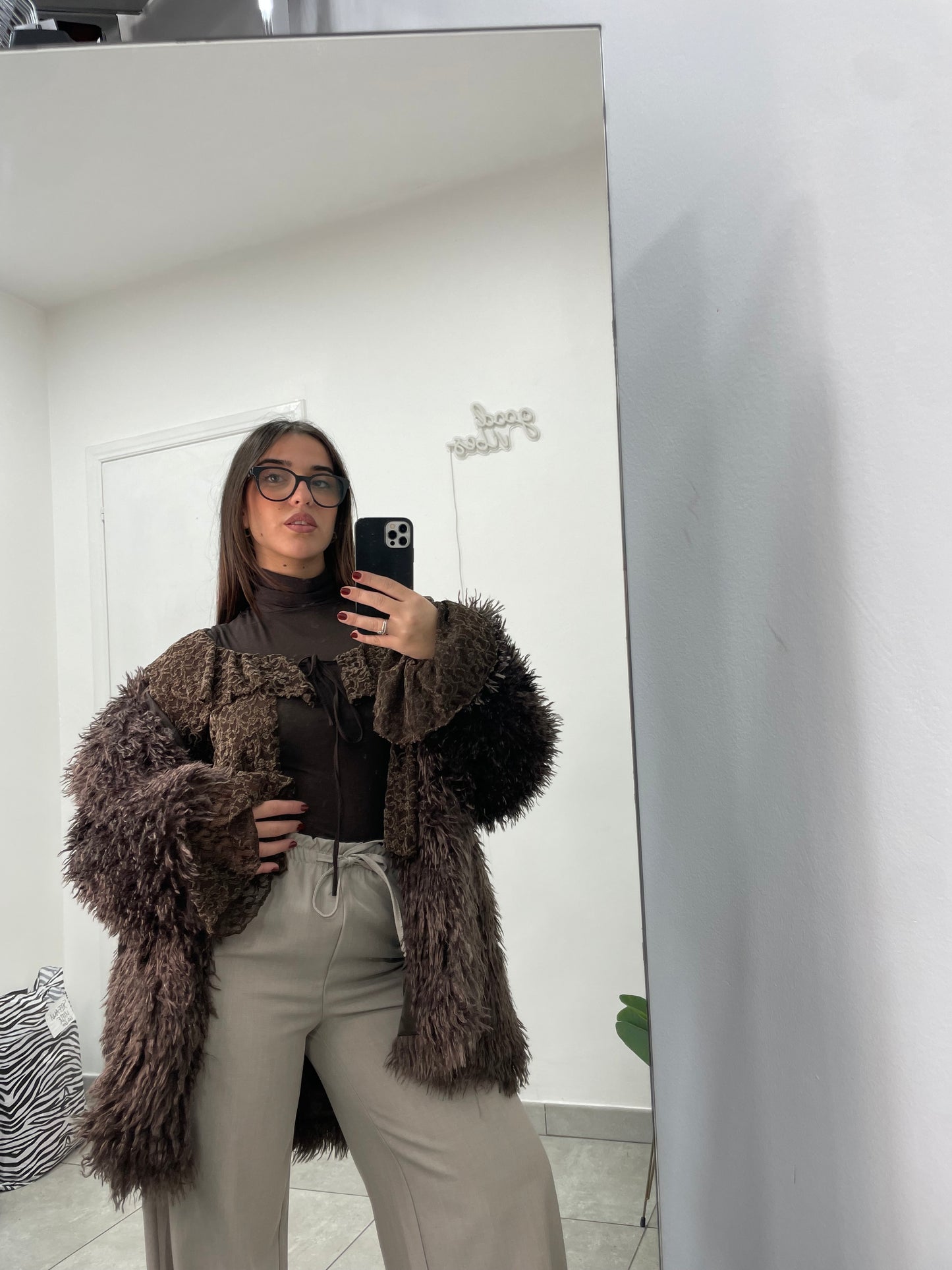 Pelliccia Funky Lunga Marrone