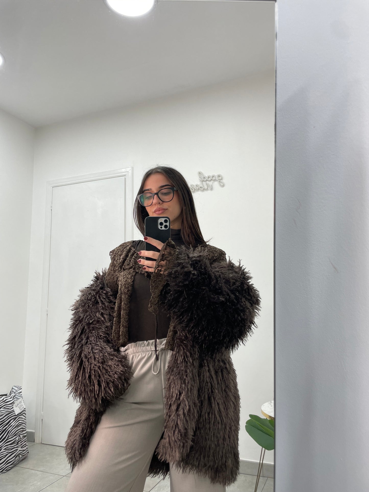 Pelliccia Funky Lunga Marrone