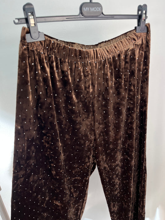 Pantalone Ciniglia Strass Marrone