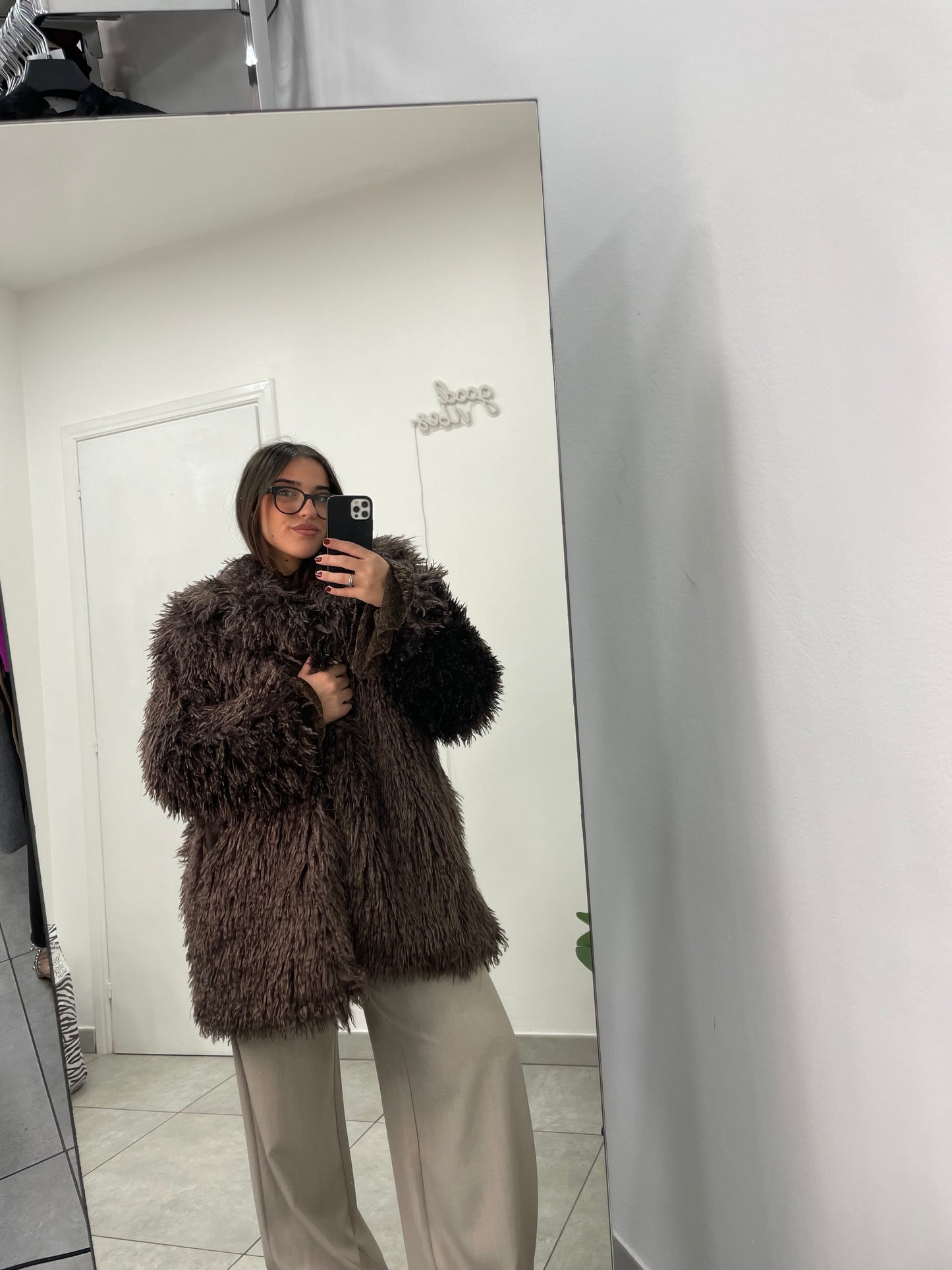 Pelliccia Funky Lunga Marrone