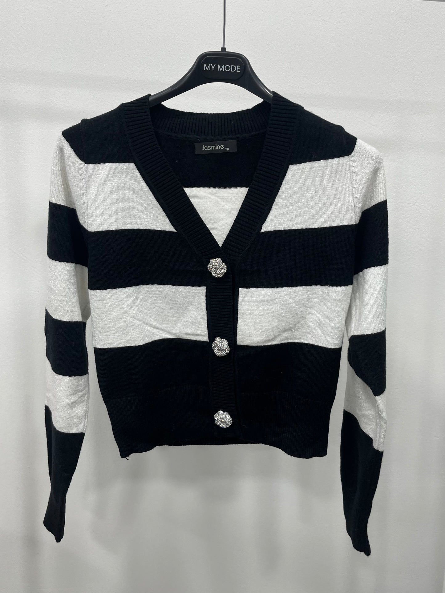 Cardigan Crop Righe Gioiello