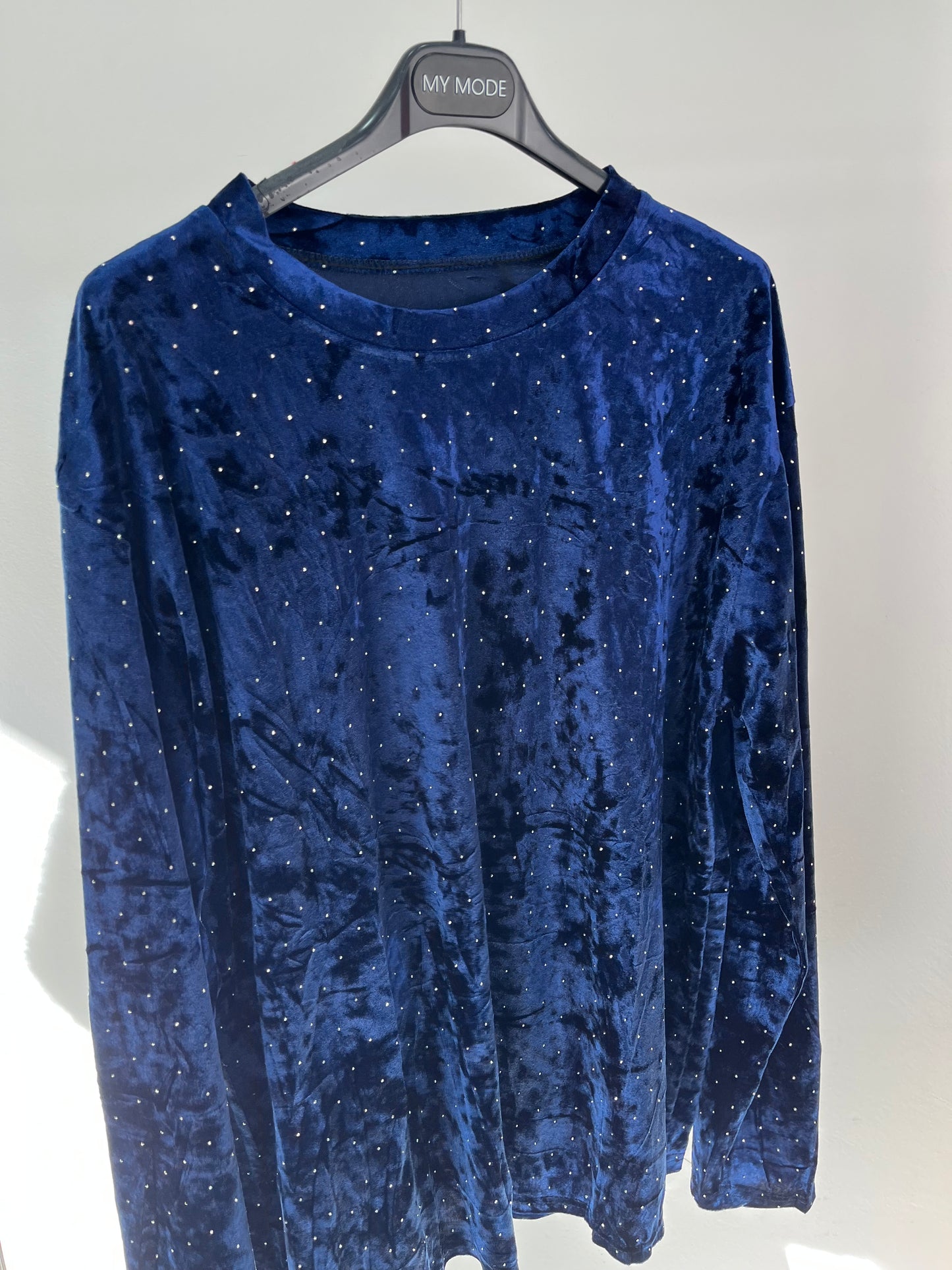 Maglia Ciniglia Strass Blu