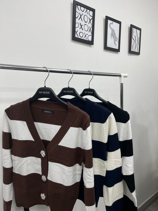 Cardigan Crop Righe Gioiello