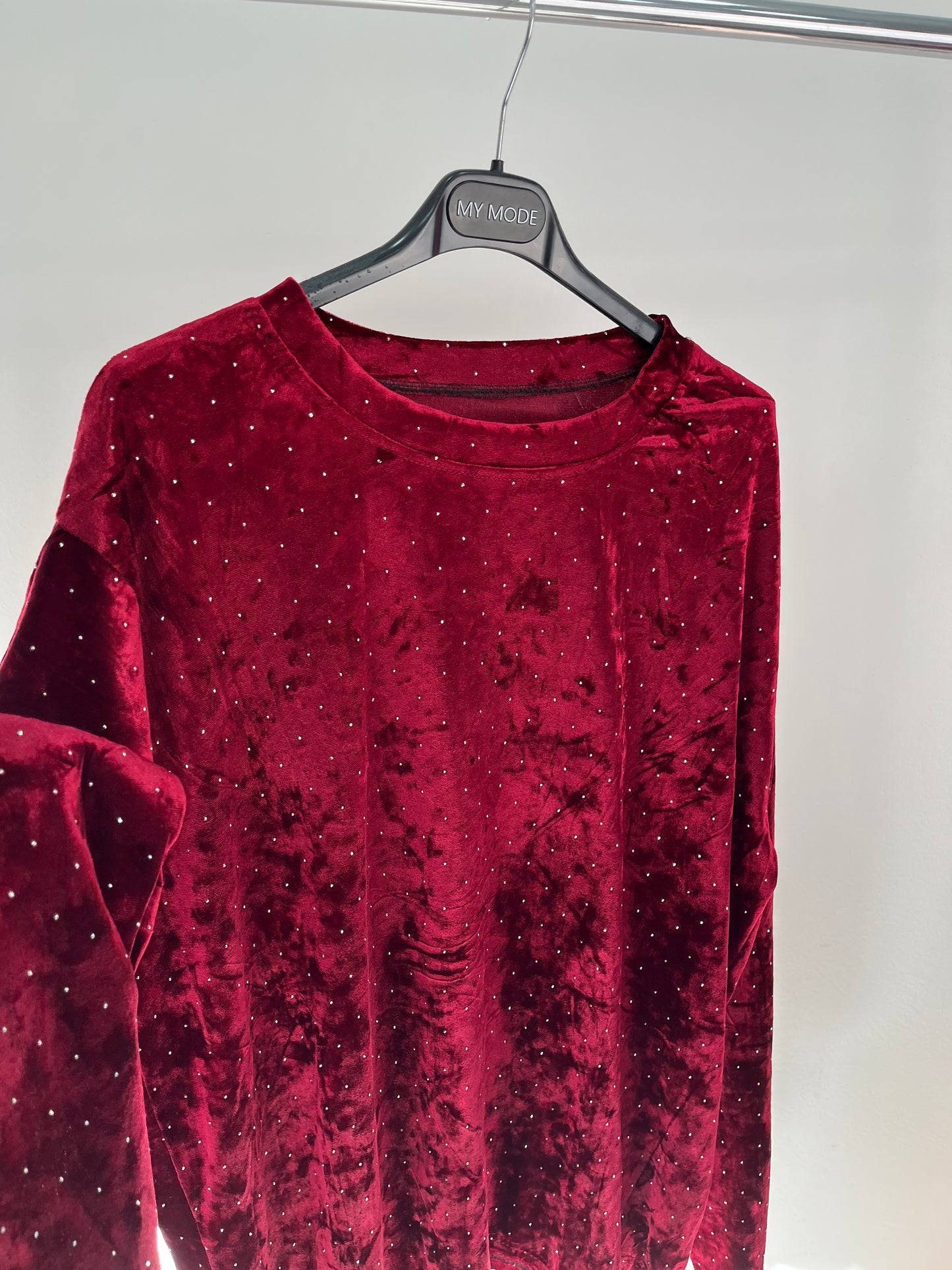 Maglia Ciniglia Strass Bordeaux