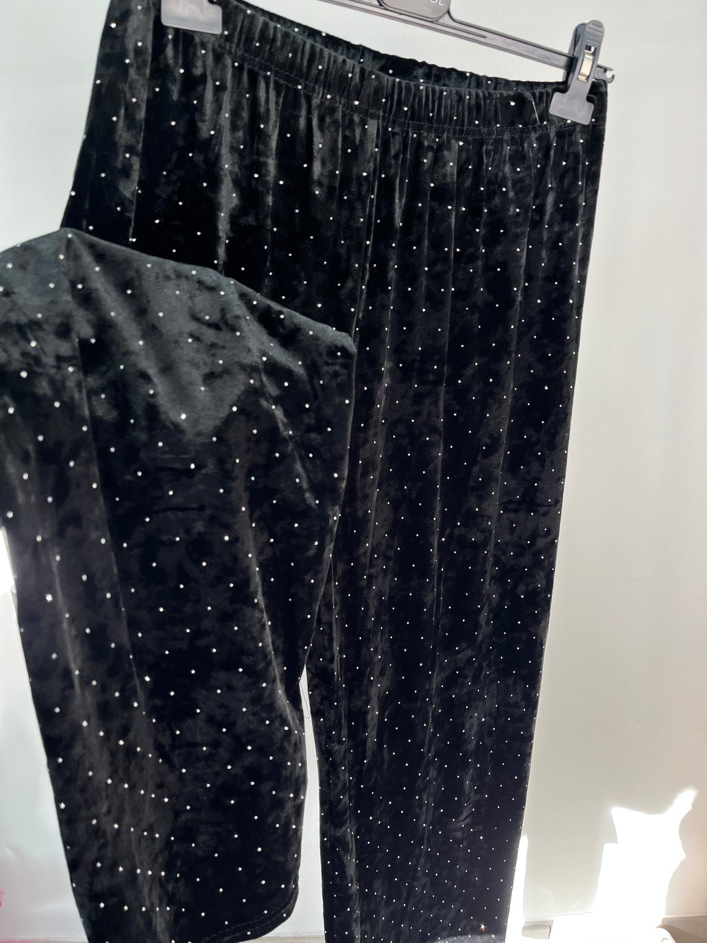 Pantalone Ciniglia Strass Nero