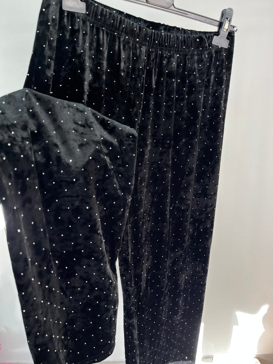 Pantalone Ciniglia Strass Nero