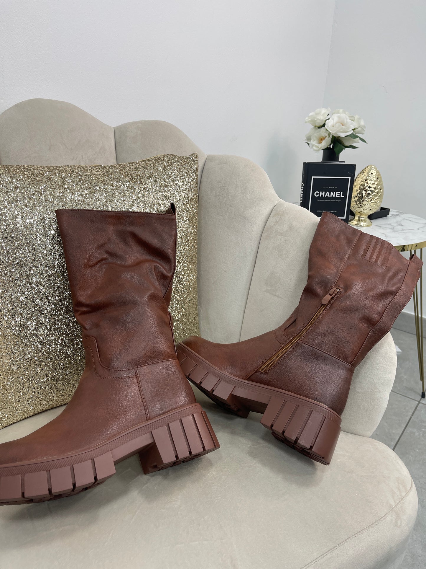 Stivaletto Plateau Marrone