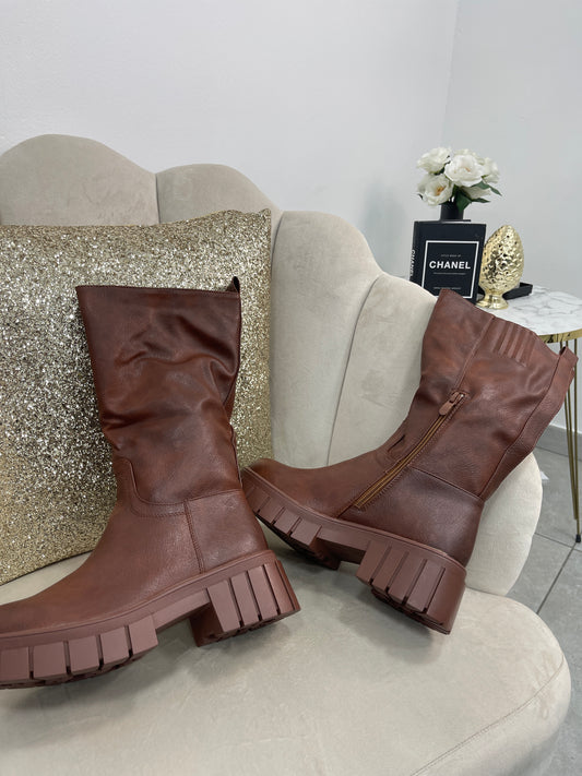 Stivaletto Plateau Marrone