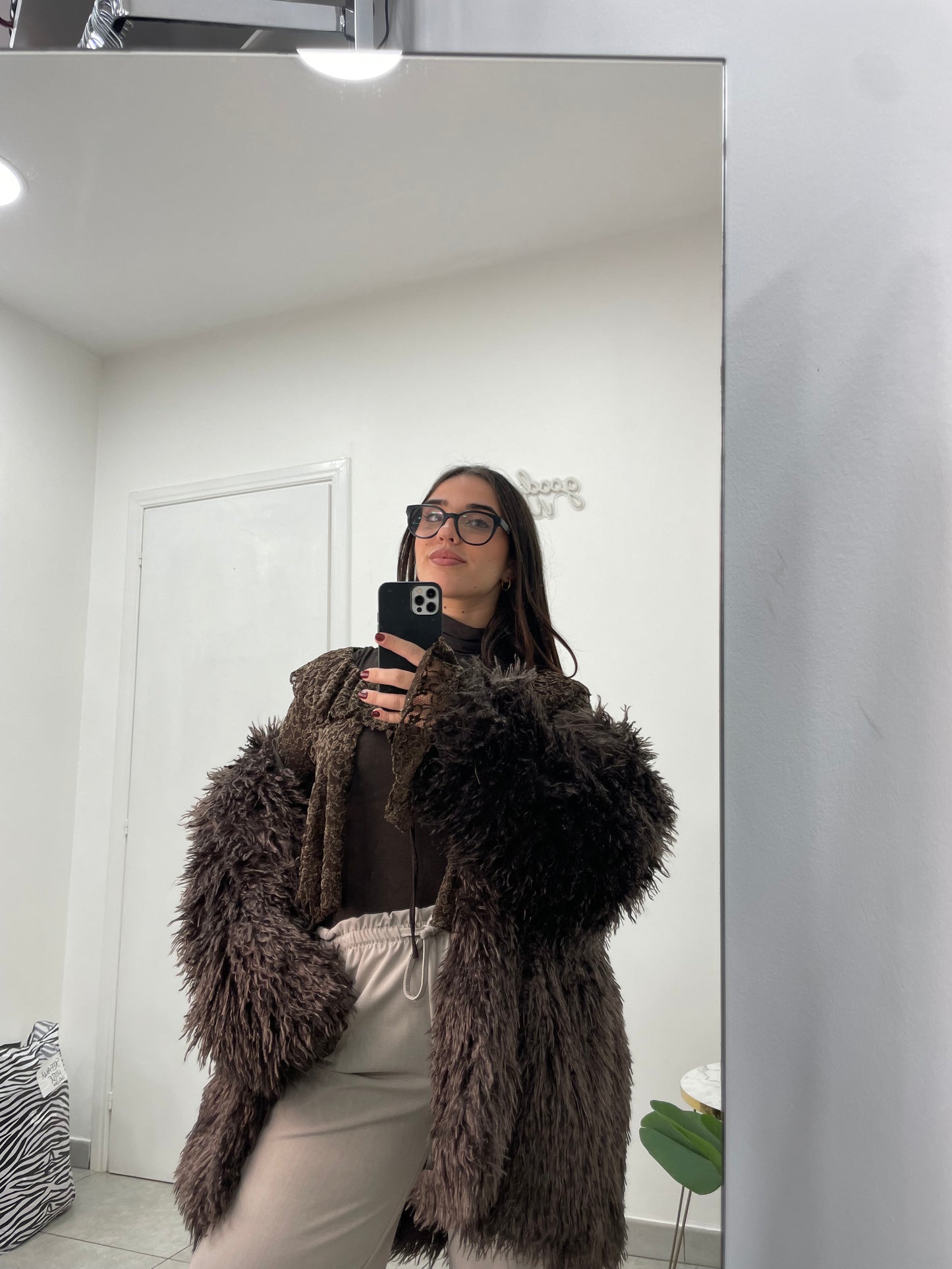 Pelliccia Funky Lunga Marrone