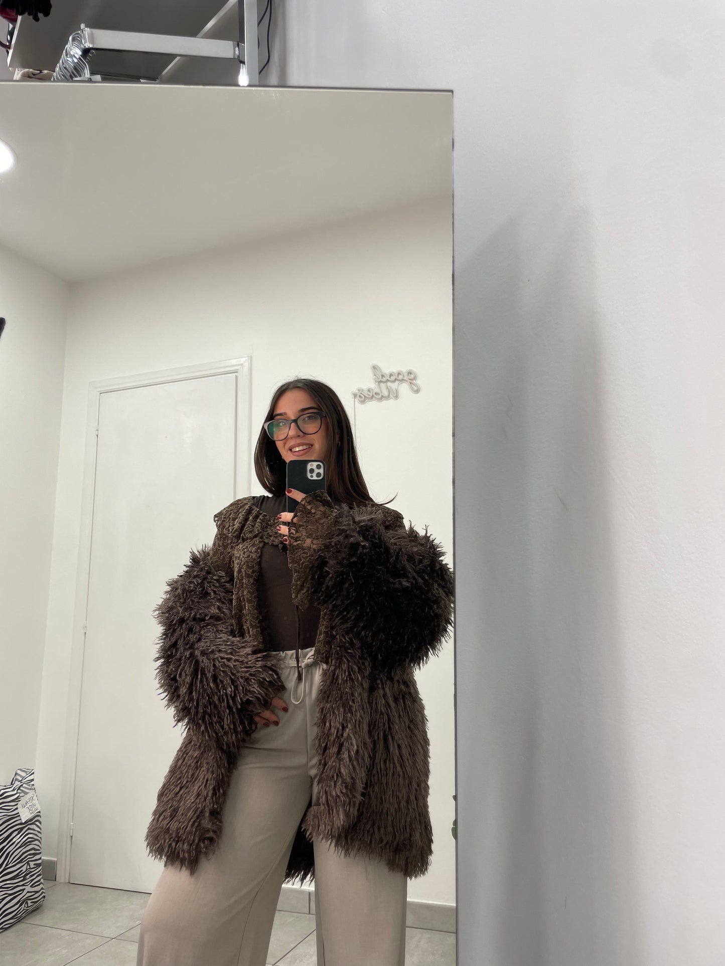 Pelliccia Funky Lunga Marrone