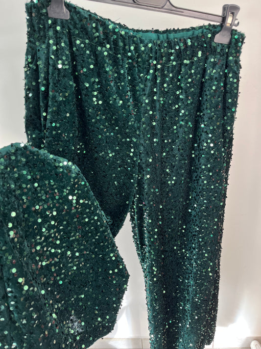 Pantalone Paillettes Verde