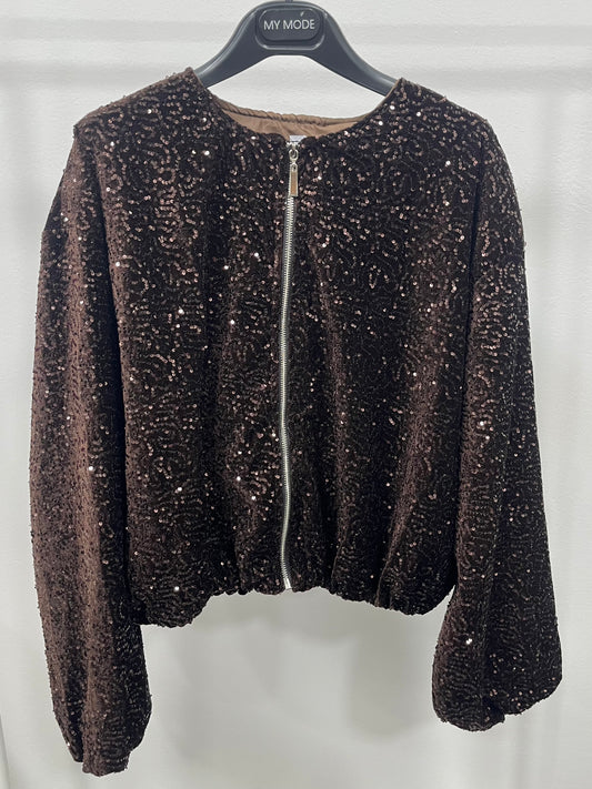 Bomber Paillettes Marrone