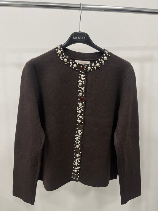 Cardigan Heart Marrone